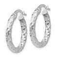 thumbnail image 2 of 14K White Gold 2.5mm Textured Round Hoop Earrings, 2 of 3