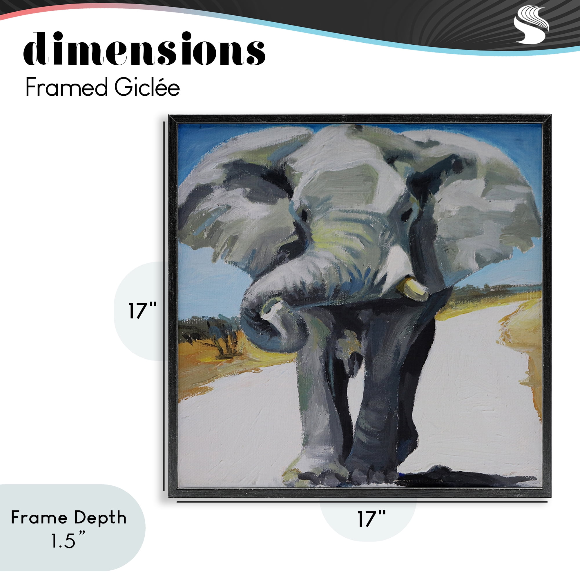 Stupell Industries Majestic Elephant on Path Black Framed Giclee Art, design by Violeta Vollmer