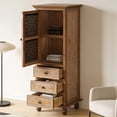 thumbnail image 5 of Shaiailed 54" Natural Wood Tall Slim Storage Cabinet,Narrow Storage Cabinet with Decorative Cutout Door & 3 Drawers,Modern Accent Cabinets for Living Room, Bedroom, 5 of 9