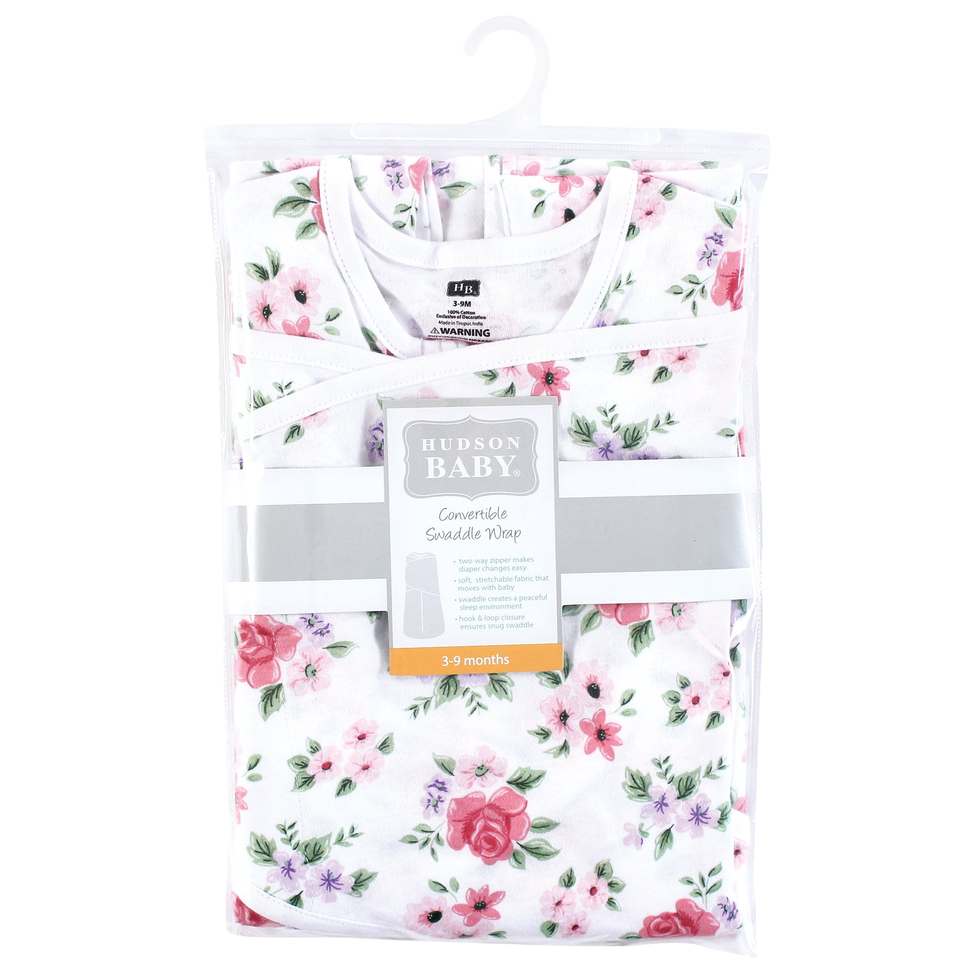 Hudson Baby Infant Girl Convertible Swaddle Sleep Sack, Vintage Floral, 0-3 Months