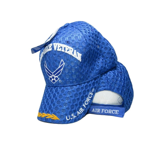 Air Force Veteran Wings Royal Blue Mesh Textured Embroidered Cap Hat LICENSED
