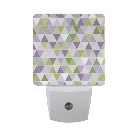 Mosaic Purple Green Triangle LED Night Light Sensor Lamp Plug-in Adjustable Brightness 2 Pack