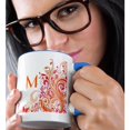 thumbnail image 2 of 3drose, Letter M on Pretty Pink N Orange Swirls, 11oz Two-tone Blue Mug, 2 of 6