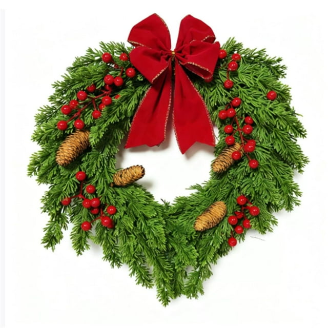 Large Decorative Winter Holiday Wreath for Front Door Entryway Indoor Outdoor Window Wall Fireplace