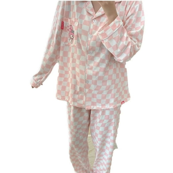 Pijamas versión coreana de cuadros y cuadros estilo Melody.