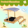 thumbnail image 3 of Magic Union Kids Sandbox with Foldable Picnic Table, 3 in 1 Wooden Large Sandpits with Lid and Adjustable Cover Outdoor, Covered Kid Sand Box Playset for Backyard Garden Lawn, Poolside, 3 of 8