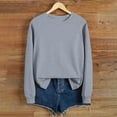 thumbnail image 2 of XFLWAM Sweatshirt for Women Casual Solid Color Crewneck Long Sleeve Basic Tunic Tops Loose Fit Pullover Tee Shirt Gray S, 2 of 6