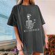 thumbnail image 5 of Hombres Y Mujeres Retro Tops Trendy Droped Shoulder Sleeves Impresión Suelta Manga Corta Top Pullover Odeerbi ODB180453, 5 of 9