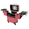 thumbnail image 3 of Makeup Train Case with Mirror, Rolling Makeup Train Case for Artist, Rose Trolley Cosmetic Organizer Box with wheels, 3 of 9
