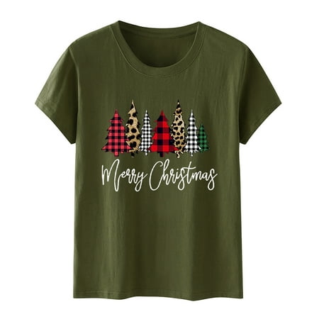

Tank Top for Women Sexy Tops for Women Trendy Women Leisure Christmas Printed Pullover Short Sleeve T-Shirt Tops Blouse Tshirts Shirts for Women Shirts for Women on Sale Clearance Green 2XL