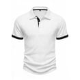 thumbnail image 4 of Fabrcox Mens Ribbed Polo Shirts Lapel Button Men Short Sleeve Shirt Color Block Spring Workout Going Out Men's Golf Shirt, 4 of 5