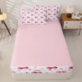 thumbnail image 4 of Homewish Bowknot Cherry Kids Zipper Full Size Comforter Sets with Fitted Sheet and 2 Pillowcases, Love Heart Zipper Bedding Set, Pink Reversible, Pink Reversible, 4pcs, 4 of 6