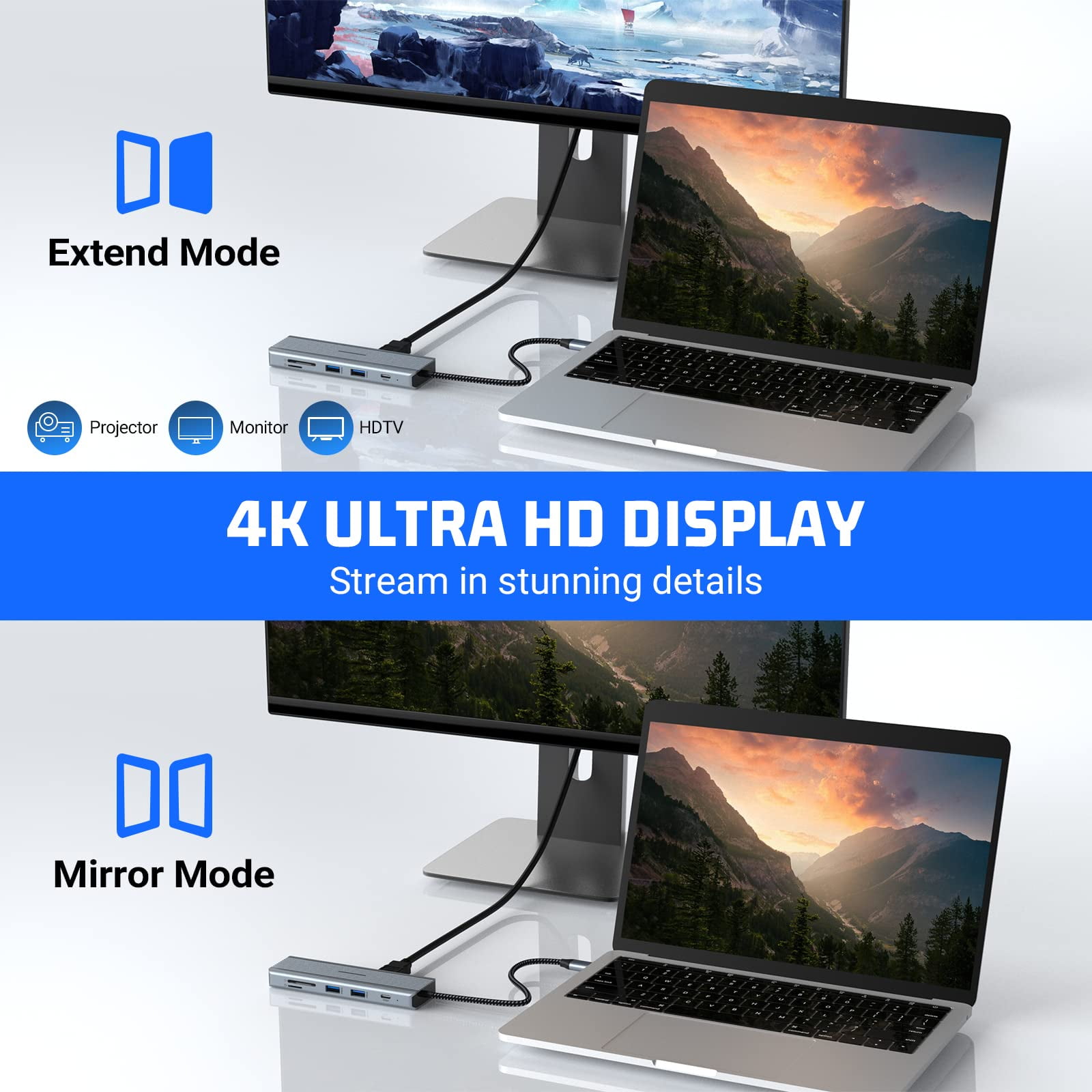 Docking Station USB C Hub for MacBook M1/M2, 10 in 1 USB C Dock Dual Monitor with HDMI 4K