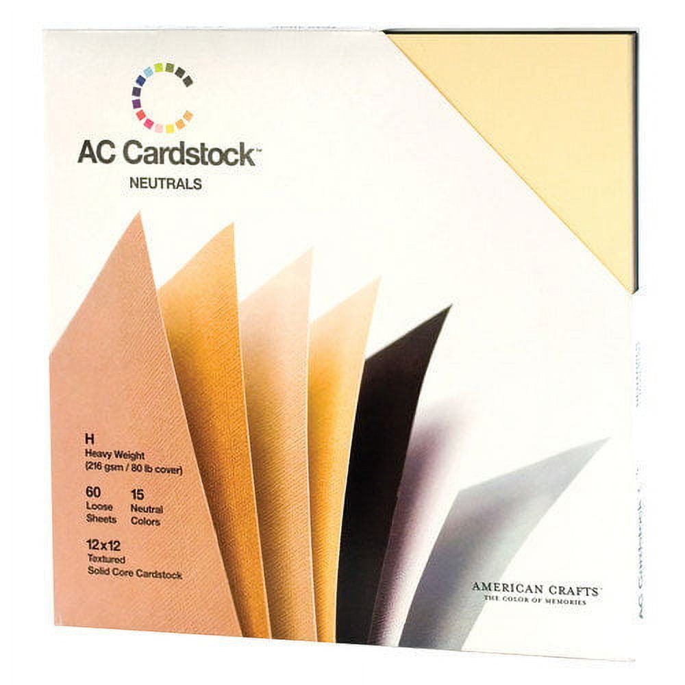 American Crafts Textured Cardstock Pack 12"X12" 60/Pkg-Solid Black