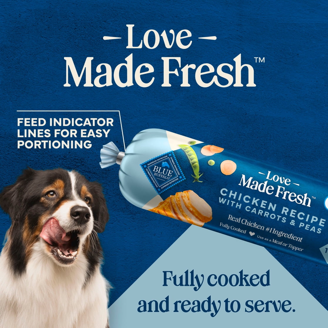 Blue Buffalo Love Made Fresh Dog Food, Refrigerated, Chicken Recipe, 1-lb Roll