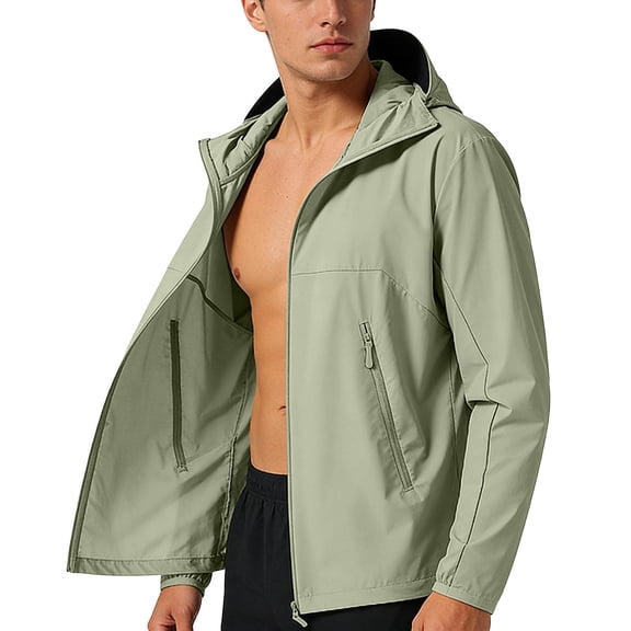 USNSM (S-5XL) Plus Size Men's UPF 50 Sun Protection Hooded Jacket Lightweight Full Zip Hoodies Casual Athletic Long Sleeve Shirts Green XXXXL