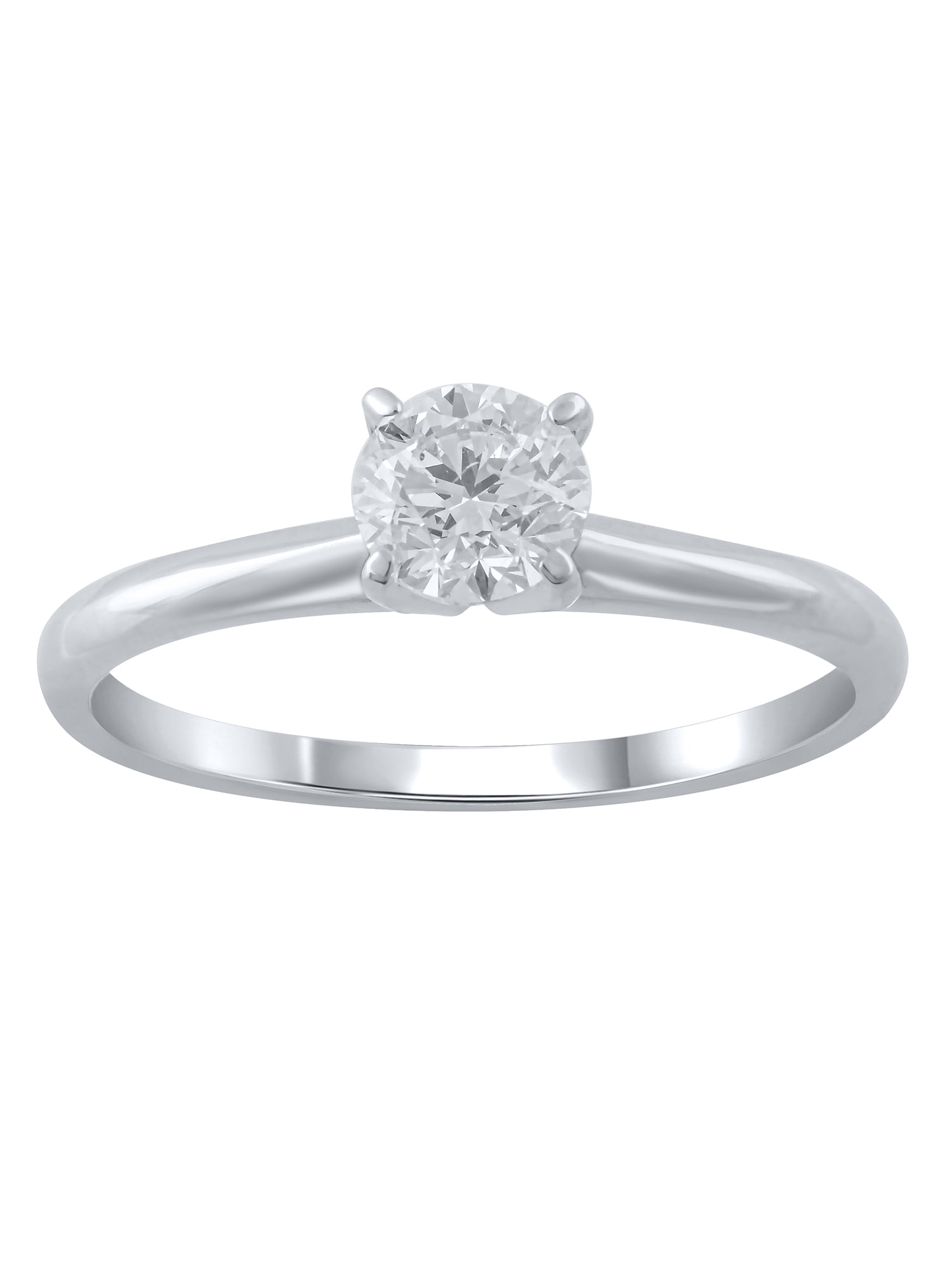 9ct white gold finish solitaire created diamond ring size P 