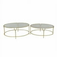 thumbnail image 2 of Benzara BM159539 Stylish Metal & Glass Round Accent Tables, Gold - Set of 2, 2 of 2