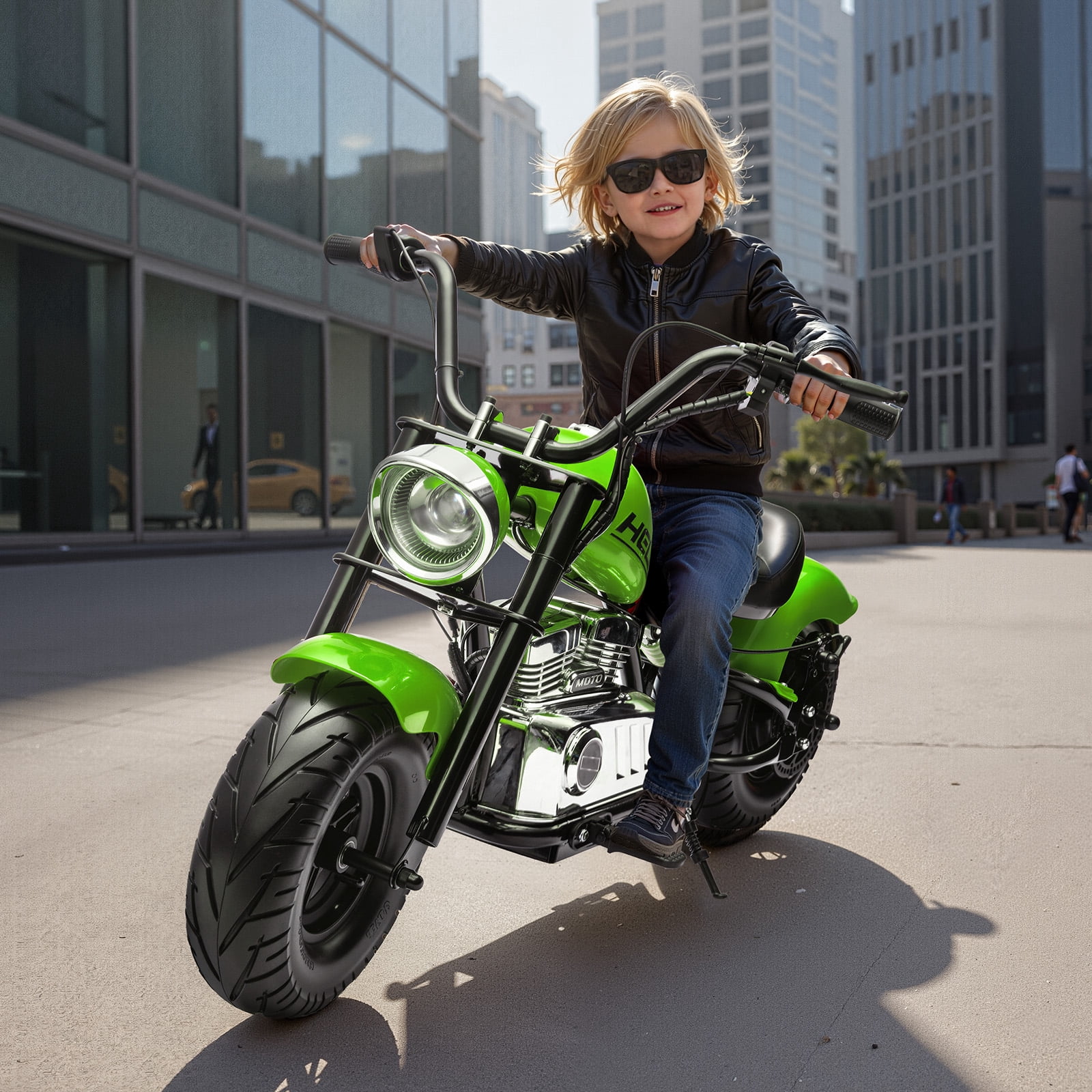 MUKIDY 24V Electric Motorcycle for Kids, 250W Ride on Motorcycle with Twist Grip Throttle, Key Start, Music, Speed up to 12.4 mph, Age 8+, Green