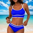 thumbnail image 6 of purcolt Women's High Waisted Bikini Sets Color Block Double-Strap Sporty Two Piece Swimsuit Beach Cheeky Bathing Suit, 6 of 7