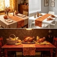thumbnail image 5 of geerera Fall Embroidered Table Runner with Scalloped Edge, Rustic Harvest Long Tablecloth, Autumn Pumpkin Decor for Dining Table, Outdoor Picnic & Thanksgiving Home, 71", 5 of 6