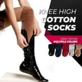 thumbnail image 5 of Lian LifeStyle Women's 1 Pairs Awesome, Breathable, Fancy and Cozy Knee High Cotton Boot Socks HR158212 Size 6-9 (Coffee)1p2, 5 of 6