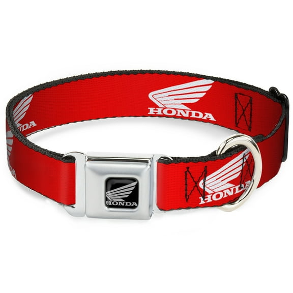 Honda Motorsports Pet Collar, Dog Collar Metal Seatbelt Buckle, Honda Motorcycle Logo Red White, 9.5 to 13 Inches 1.0 Inch Wide