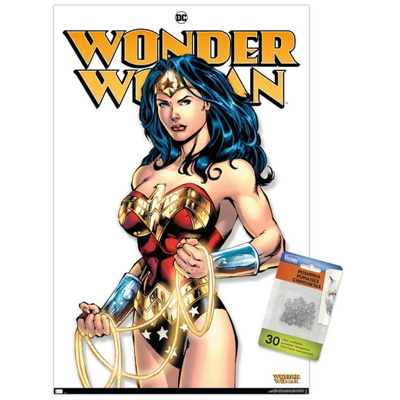 DC Comics - Wonder Woman Feature Series Wall Poster with Push Pins, 14.725" x 22.375"