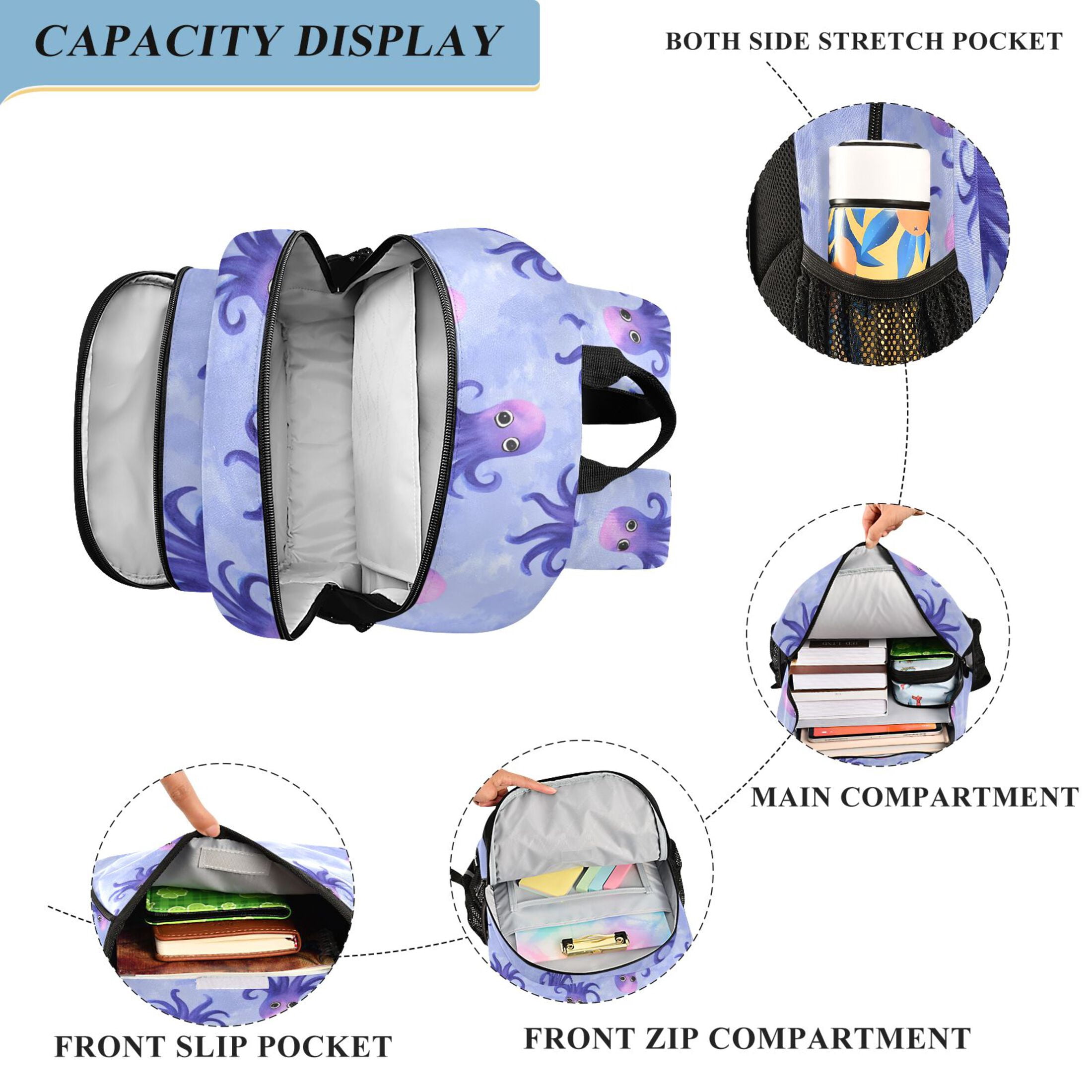 ALAZA Watercolor Octopus Laptop Backpack Purse Travel Bag Casual School Bookbag Rucksack for Women Men