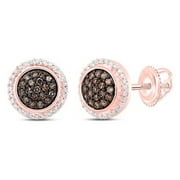 10K Rose Gold Round Brown Diamond Cluster Nicoles Dream Collection Earrings - 0.25 CTTW
