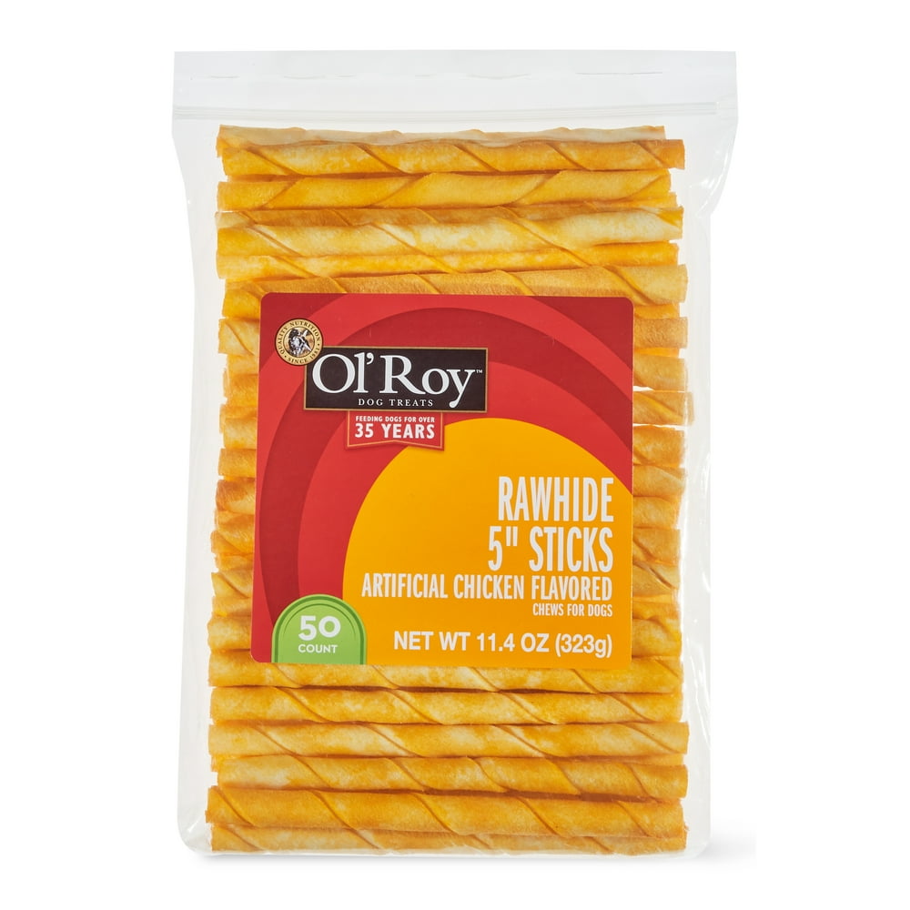 Ol' Roy Rawhide 5" Sticks Chews for Dogs, Artificial Chicken Flavored