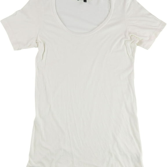 TRULY MADLY DEEPLY Womens Solid Basic T-Shirt, Off-White, Small