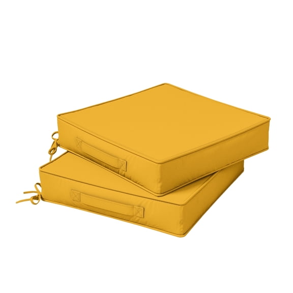 Kimunuk Outdoor Chair Cushions set of 2, 24" x 24" Zipped Waterproof Outdoor Seat Cushions Couch Pads with Ties for Patio Furniture, Yellow