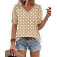 thumbnail image 5 of Levmjia Womens Tops Floral Printed Base T-Shirt Polyester Casual Solid Color Button Pullover Shirt Fashion Comfortable Daily Wear Spring Summer, 5 of 5