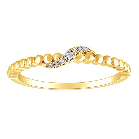 AFFY 0.05 Cttw Round Shape White Natural Diamond Stackable Band Ring In 10K Solid Yellow Gold Ring Size-5