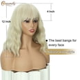 thumbnail image 6 of Creamily 12 inch Blonde Wigs for Women Short Bob Wig blonde Wig Short Curly Wavy Blonde wig With Bangs Heat Resistant Synthetic Wigs for Cosplay Costume Party, 6 of 8
