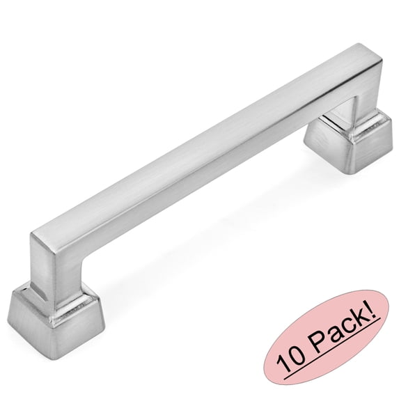 10 Pack - Cosmas 1481-96SN Satin Nickel Contemporary Cabinet Hardware Handle Pull - 3-3/4" Inch (96mm) Hole Centers