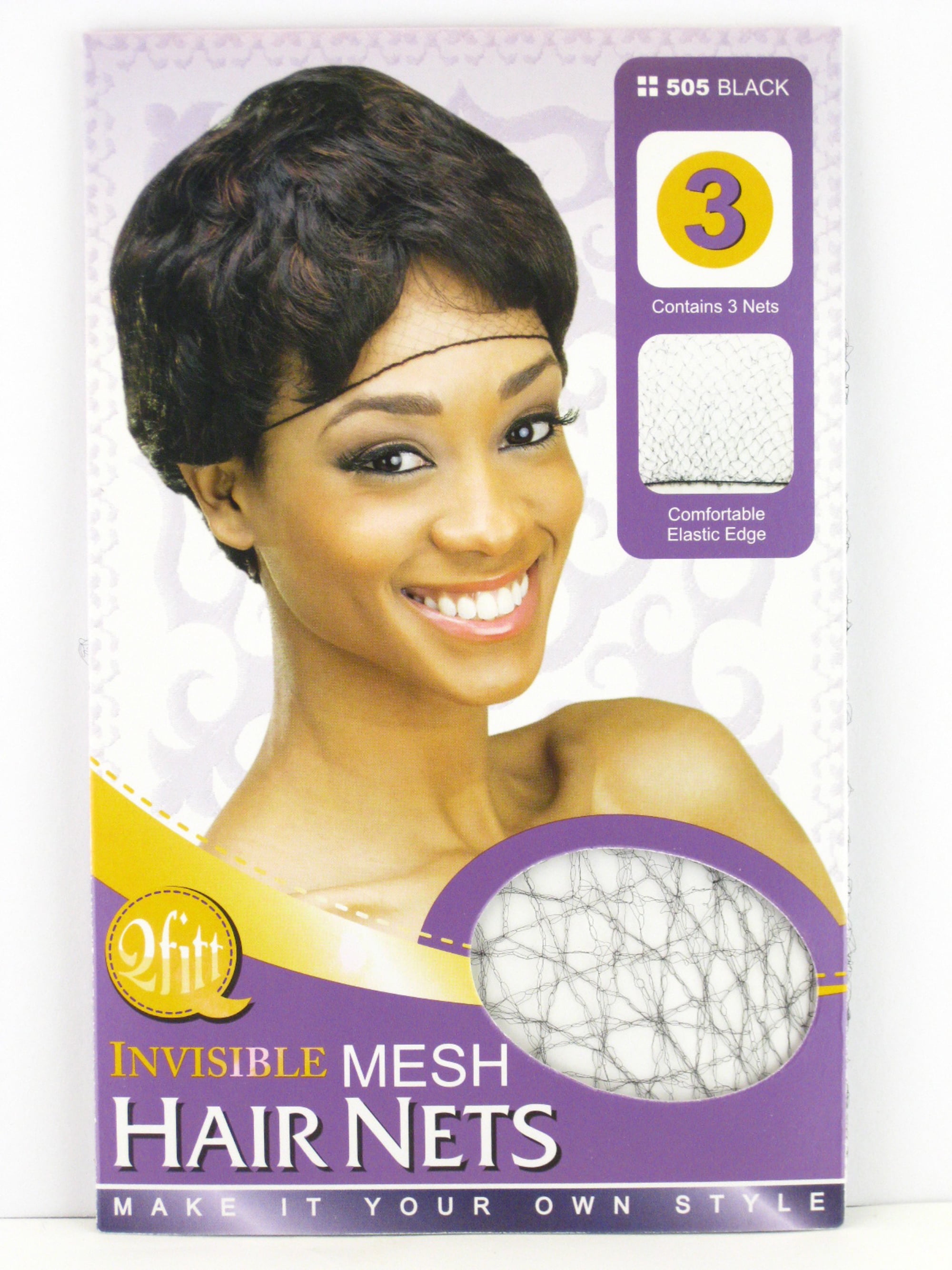 Qfitt Black Invisible Mesh Hair Nets 3 Pcs.