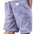thumbnail image 3 of Corduroy Shorts for Men Drawstring Elastic Waist Lounge Short Summer Beach Casual Beach Bermuda Shorts Solid Color Corduroy Cargo Short with Pockets,Purple 4XL, 3 of 4