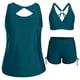 thumbnail image 1 of Tankini de moda para mujer, color sólido con cojín en el pecho y sin soporte de acero, traje de baño holgado con cordón dividido, trajes de baño de 3 piezas para mujer, trajes de baño tankini para muj, 1 of 6