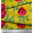 thumbnail image 3 of Soimoi Yellow Cotton Poplin Fabric Leaves & Rose Floral Fabric Prints By Yard 42 Inch Wide, 3 of 3
