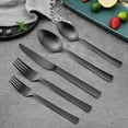 thumbnail image 7 of VeSteel 20-Piece Matte Black Silverware Set, Stainless Steel Flatware Set with Square Edge Service for 4, Metal Cutlery Eating Utensils Tableware Includes Forks/Spoons/Knives, 7 of 7
