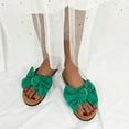 thumbnail image 5 of JeashCHAT Sandals for Women, Slide Sandals Women's Casual Fashion Suede Bowknot Flip Toe Slippers Flat Beach Shoes (Green), 5 of 9