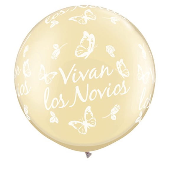 30 inch Vivan Los Novios Roses & Butterflies Latex Balloons (2 Pack) - Party Supplies Decorations