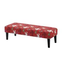 FUIALDOLG Xmas Elk Print Dining Bench Cover Washable Stretch Piano Bench Seat Cover Removable Rectangle Seat Cushion Protector for Home, Bedroom, Hotel