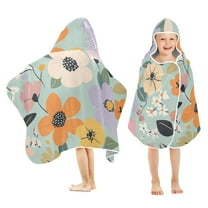 Yayeee Kids Hooded Towels Toddler Soft Absorbent Beach Bathing Wrap 50" x 23.5", Floral Pattern