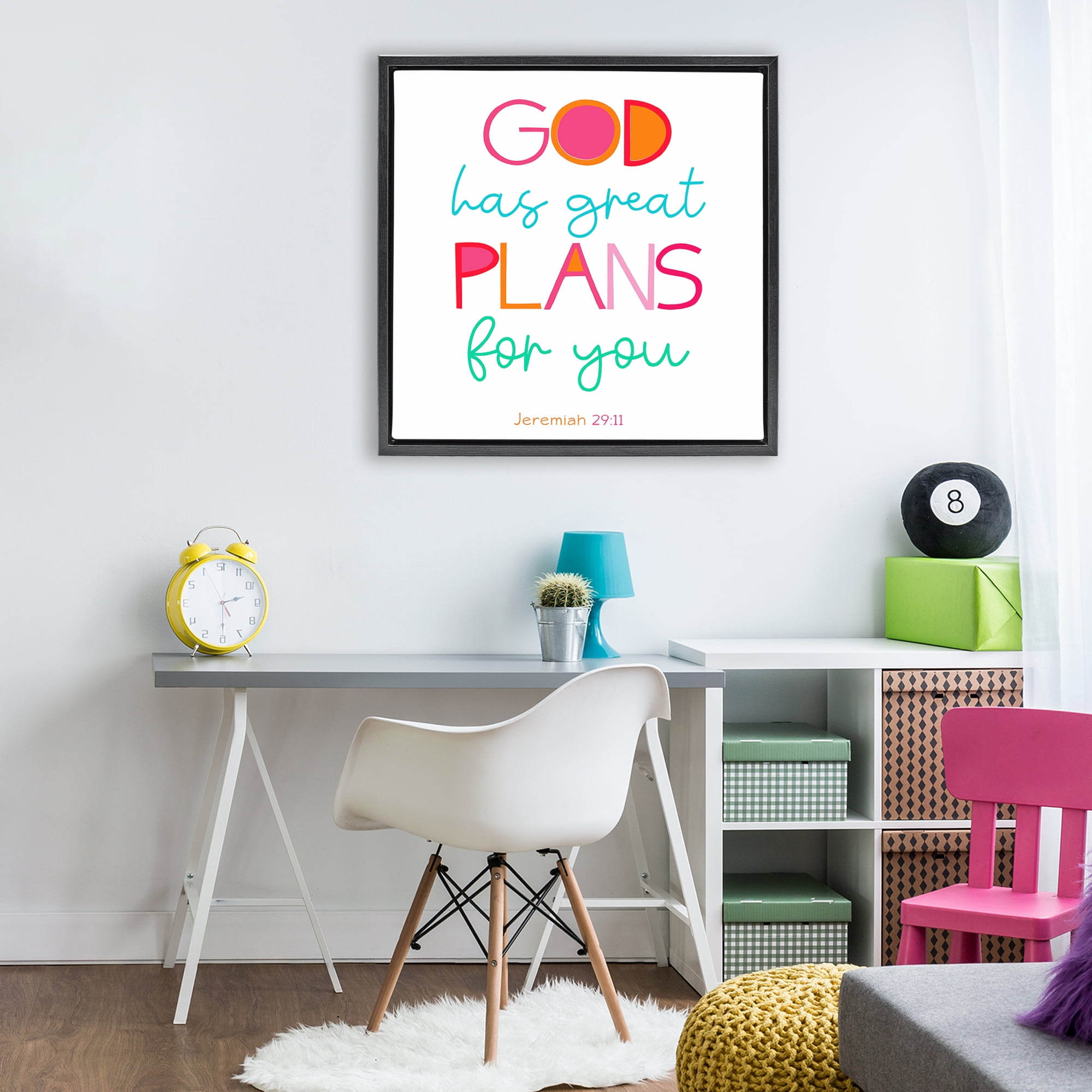 Stupell Industries Whimsical God's Plans For You Black Framed Floater Canvas Wall Art, design by SD Graphics Studio