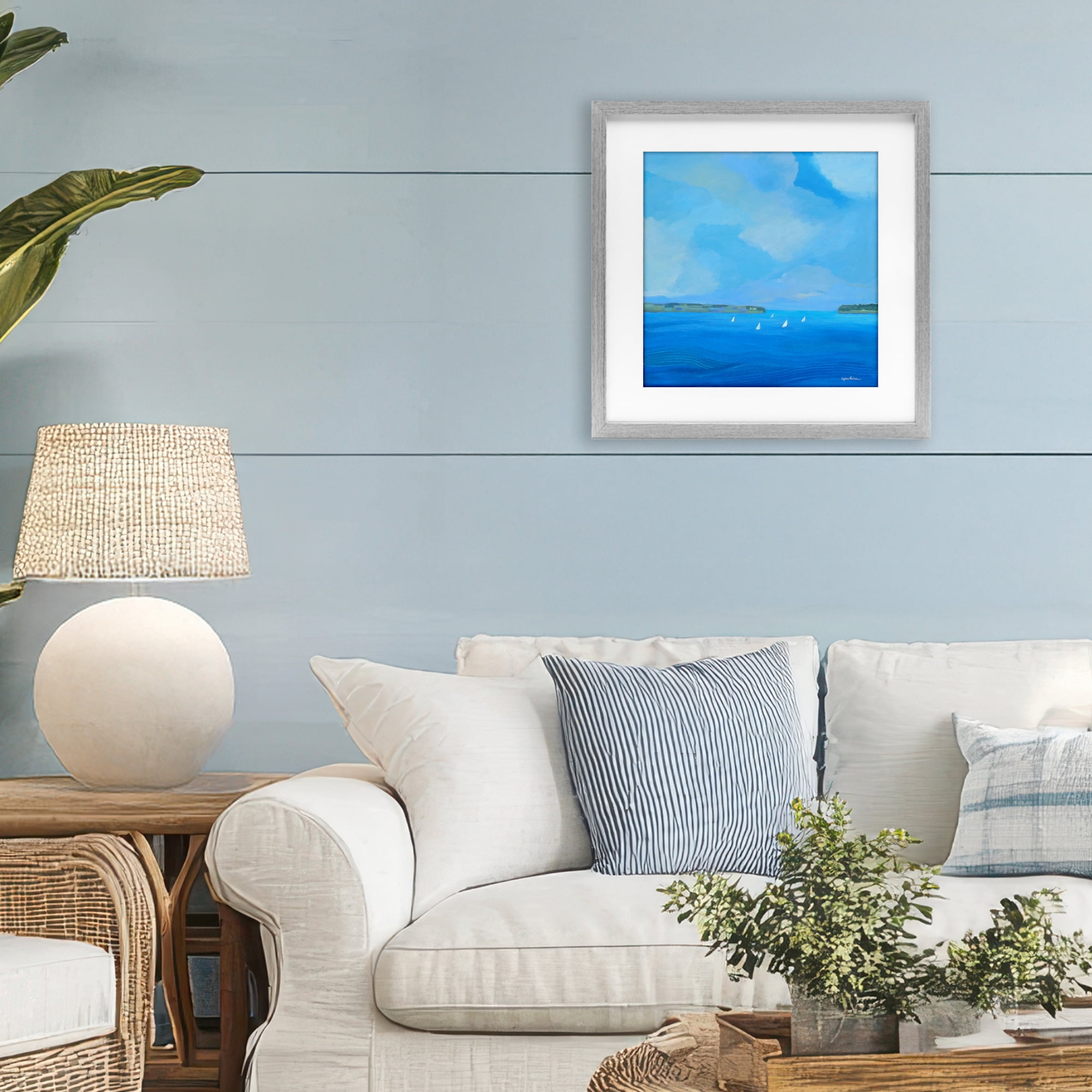 Stupell Industries A Perfect Day Seascape Gray Framed Print Under Glass, design by Lynn Ericson Fine Art