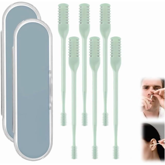 2025 Nasal Hair Cutter with Ear Pick, 360° Rotating Trimmer (Green-6pcs)