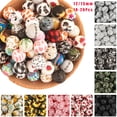 thumbnail image 2 of Lote de 10 o 20 cuentas de silicona redondas impresas de 15 mm y 12 mm con estampado de leopardo para hacer joyas, accesorios de joyería DIY, 2 of 5